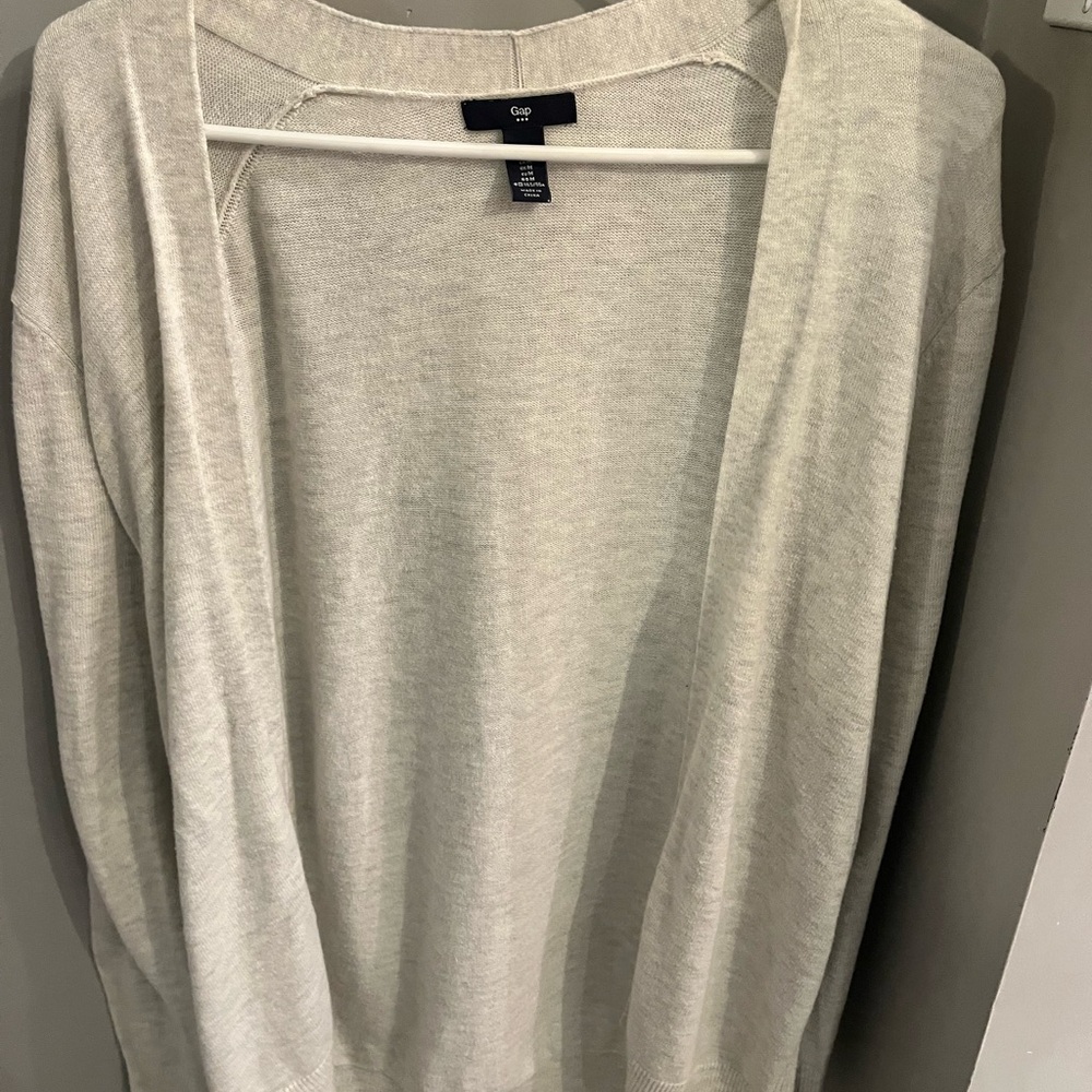 GAP Factory Light Heather Gray Cardigan Sweater Open-Front Soft Knit